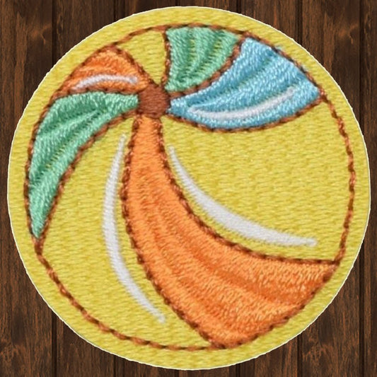 embroidered iron on sew on patch palm tree design beach ball