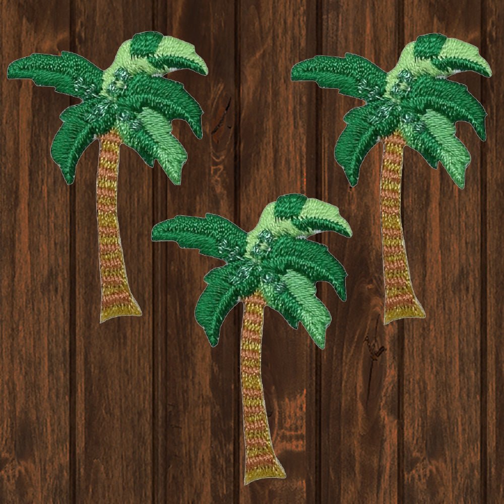 embroidered iron on sew on patch palm tree small