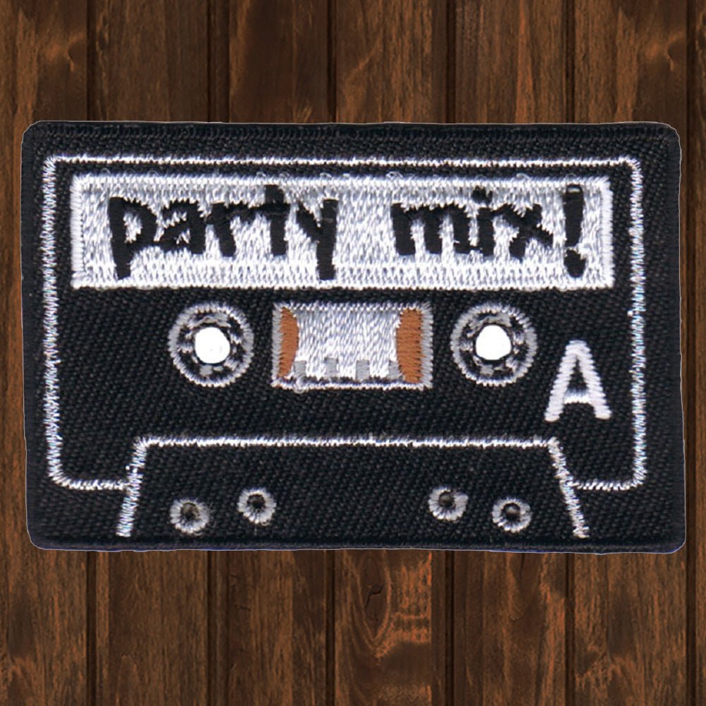 embroidered iron on sew on patch party mix tape