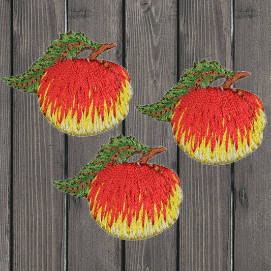 embroidered iron on sew on patch peach 3 pack