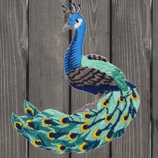 embroidered iron on sew on patch peacock 2