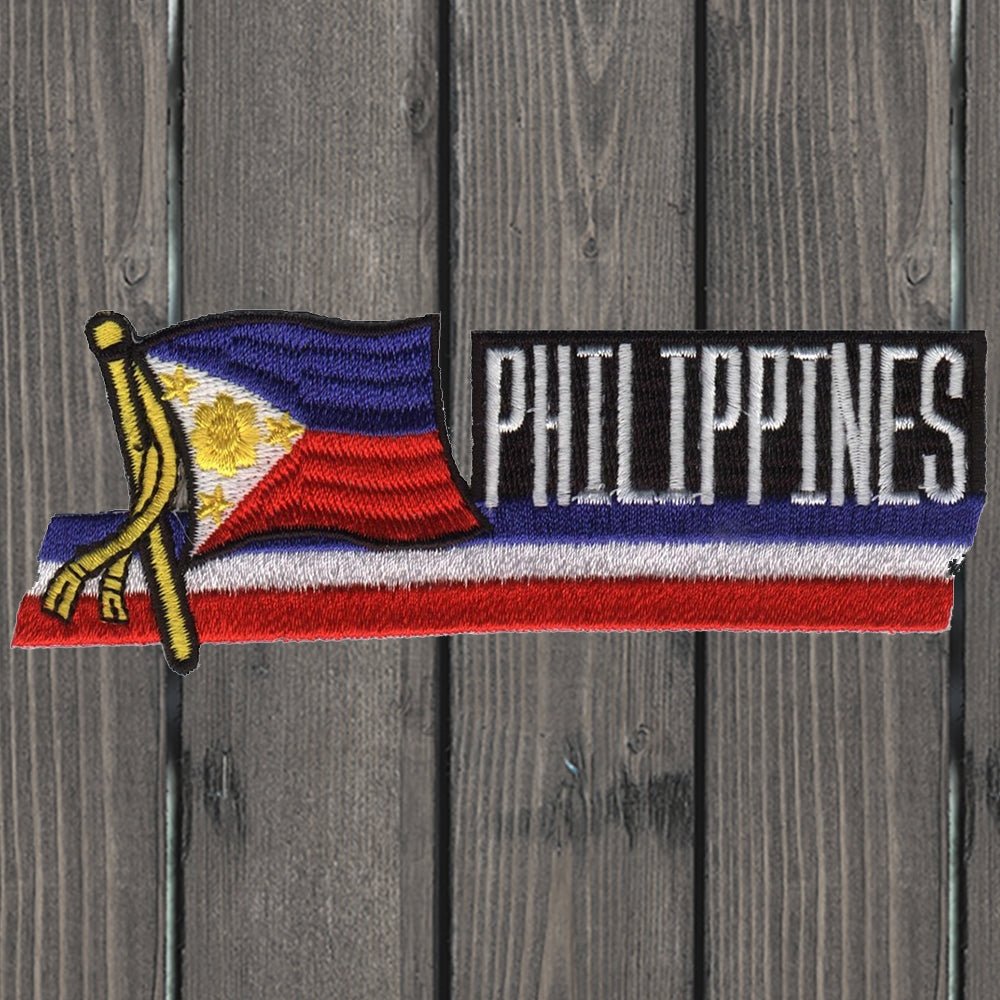 embroidered iron on sew on patch philippines flag