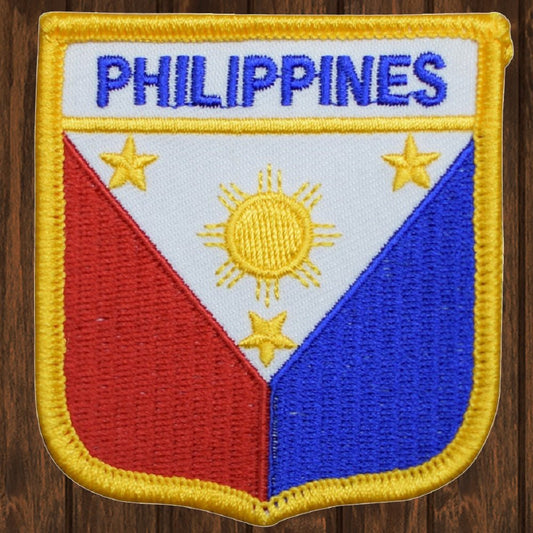 embroidered iron on sew on patch philippines shield