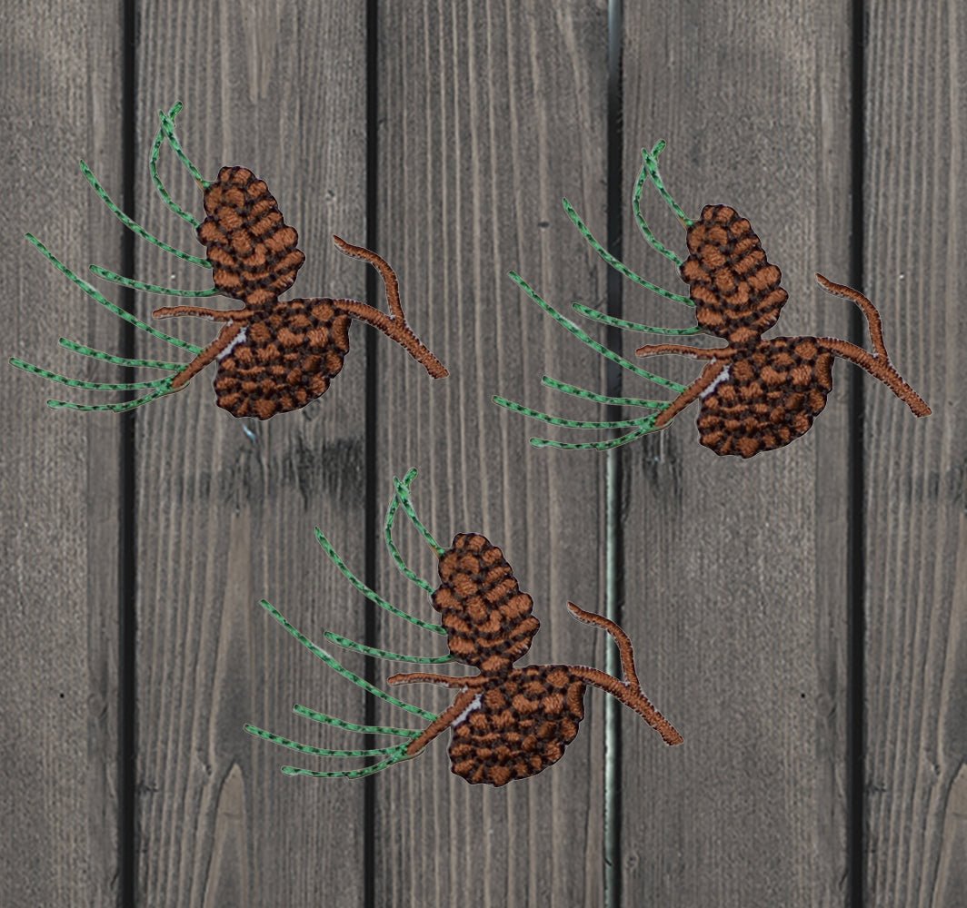 embroidered iron on sew on patch pine cone
