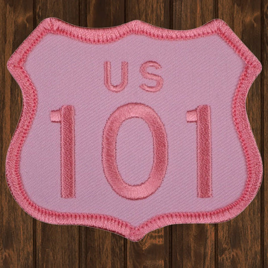 embroidered iron on sew on patch pink 101 large