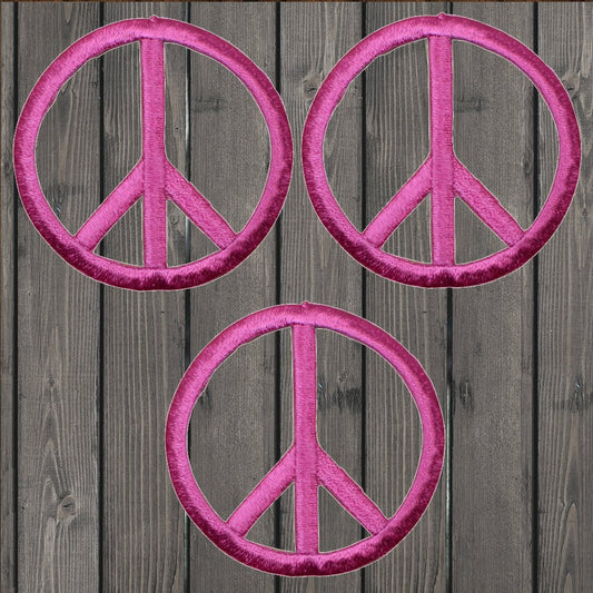 embroidered iron on sew on patch pink peace