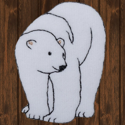 embroidered iron on sew on patch polar bear right