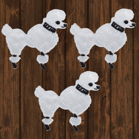 embroidered iron on sew on patch poodle white small right