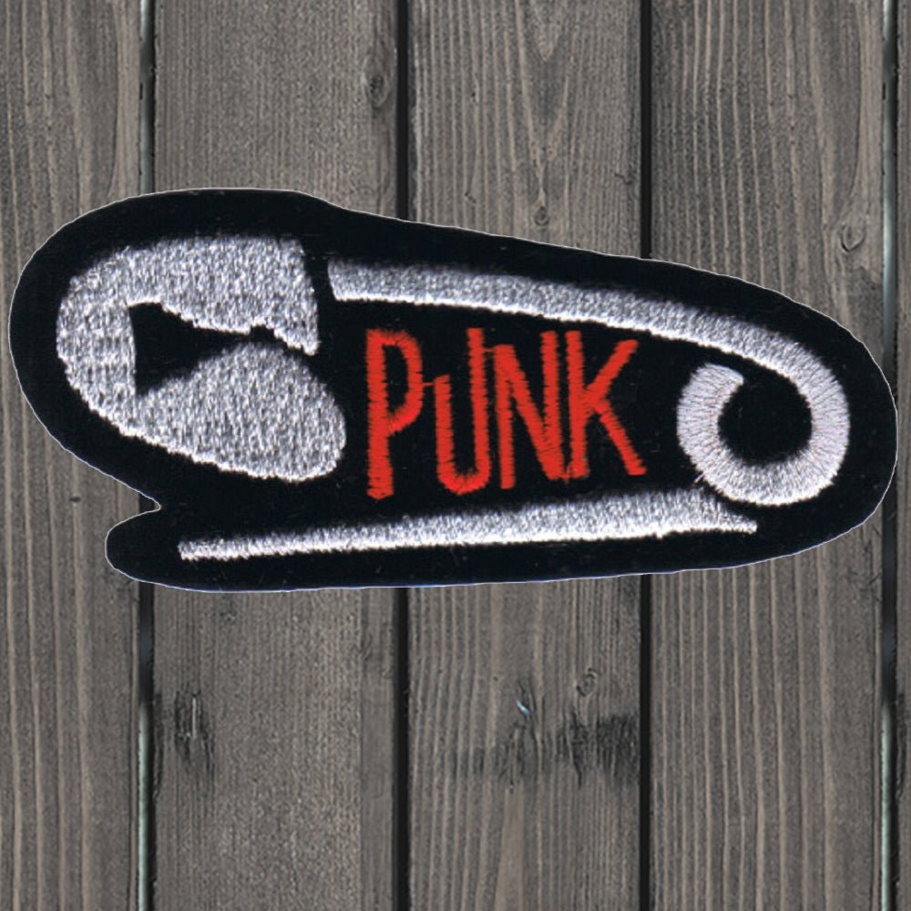 embroidered iron on sew on patch punk safety pin
