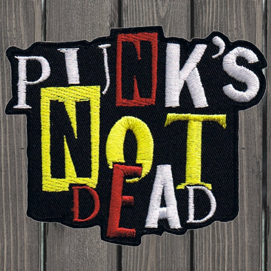 embroidered iron on sew on patch punks not dead