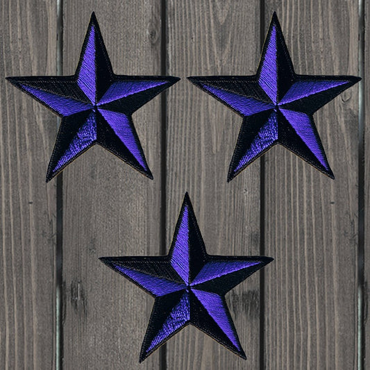 embroidered iron on sew on patch purple black Nautical stars