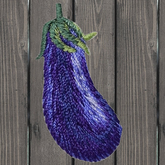 embroidered iron on sew on patch purple eggplant garden vegetable