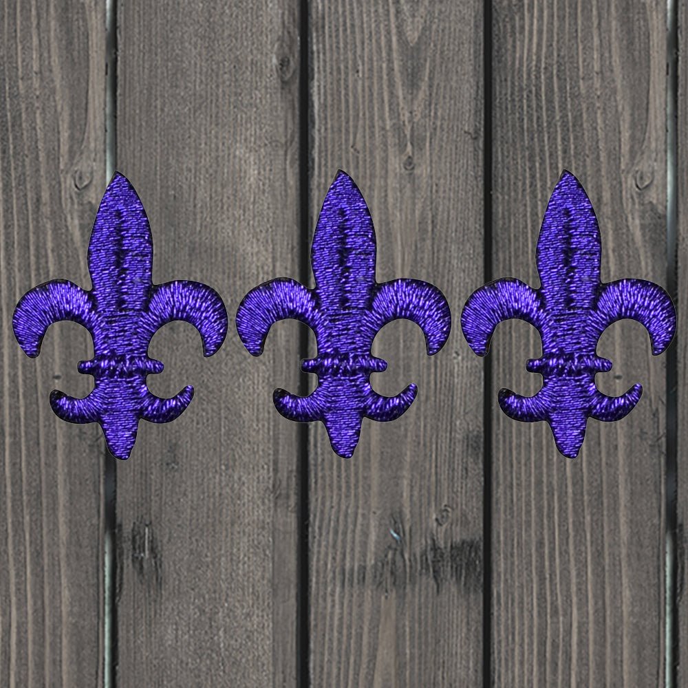 embroidered iron on sew on patch purple fleur de lis