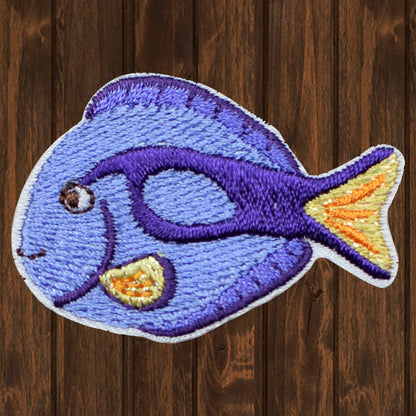 embroidered iron on sew on patch purple tropical fish