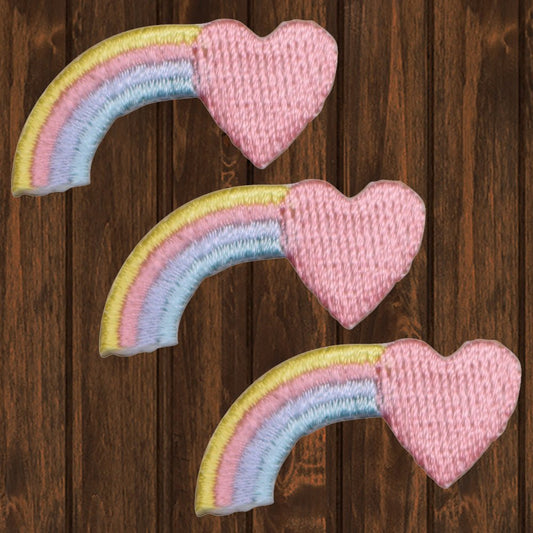 embroidered iron on sew on patch rainbow heart