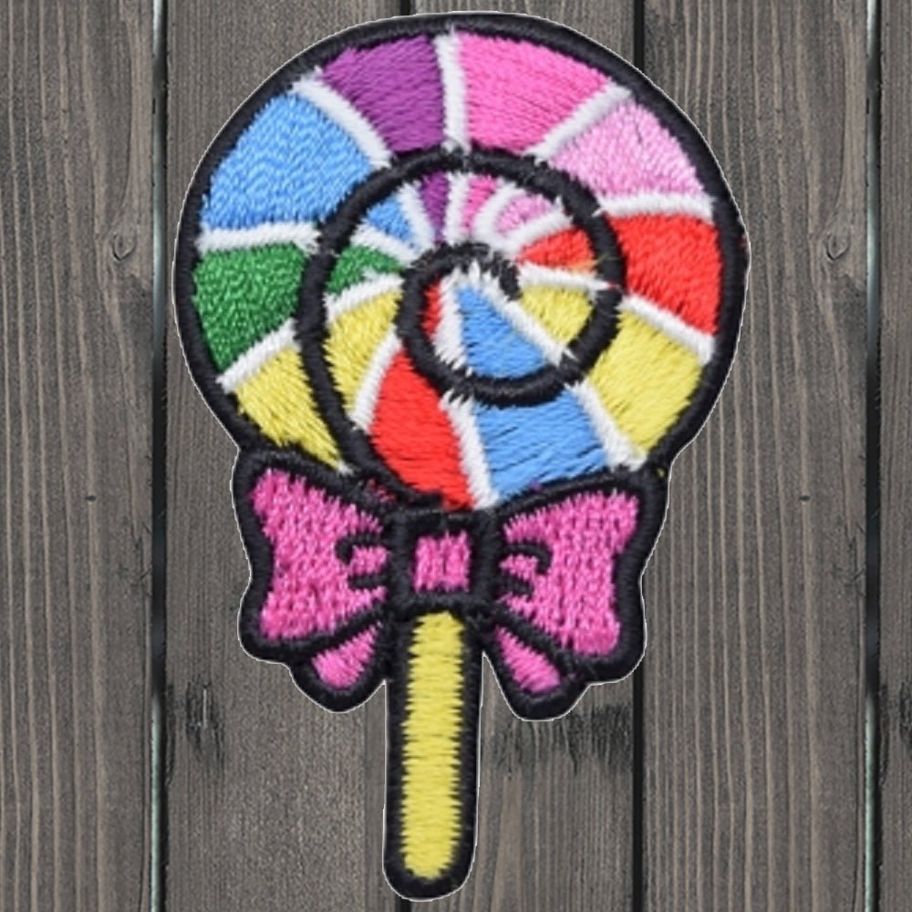 embroidered iron on sew on patch rainbow lollipop