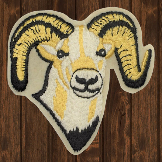 embroidered iron on sew on patch ram head