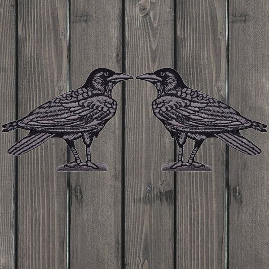 embroidered iron on sew on patch raven set