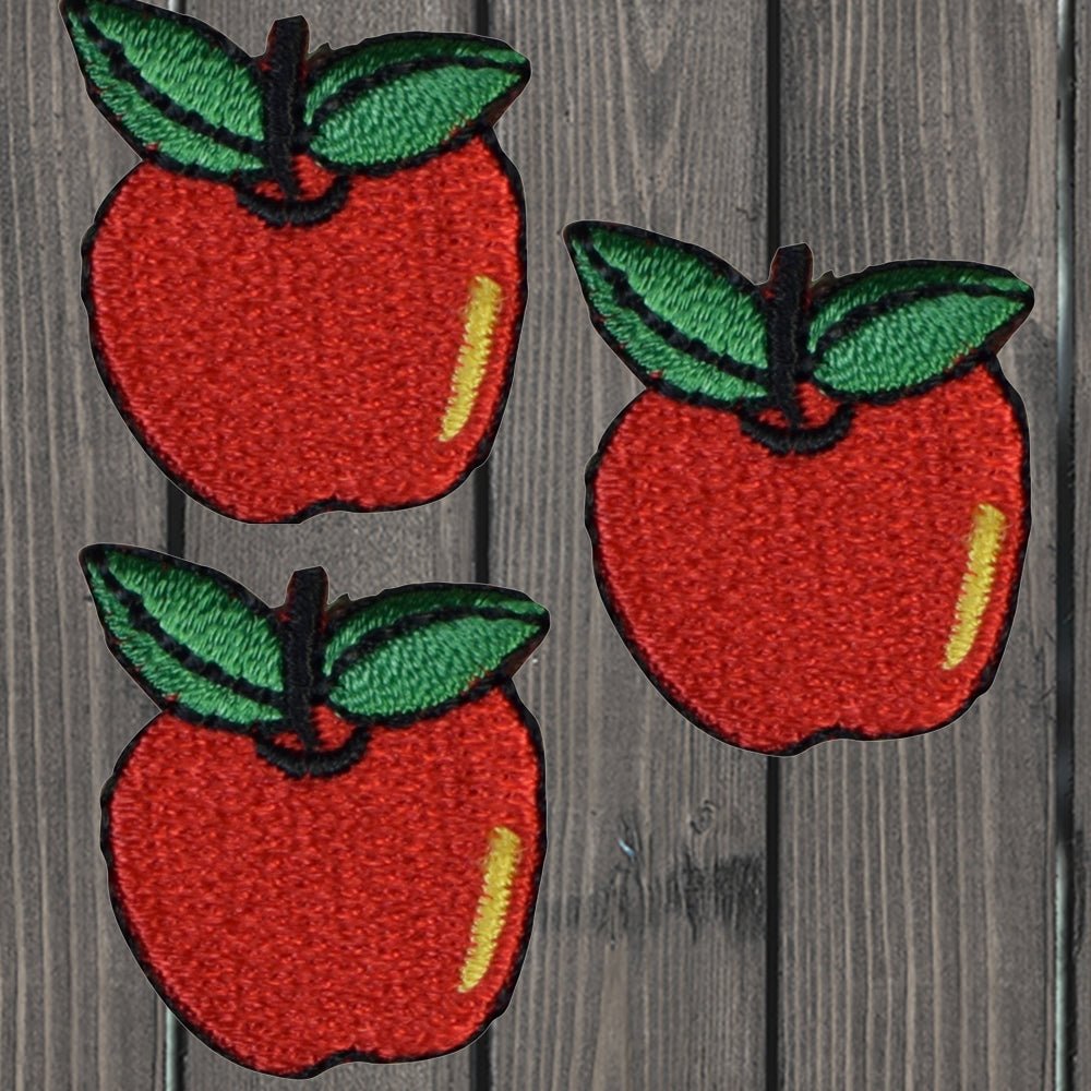 embroidered iron on sew on patch red apple fruit