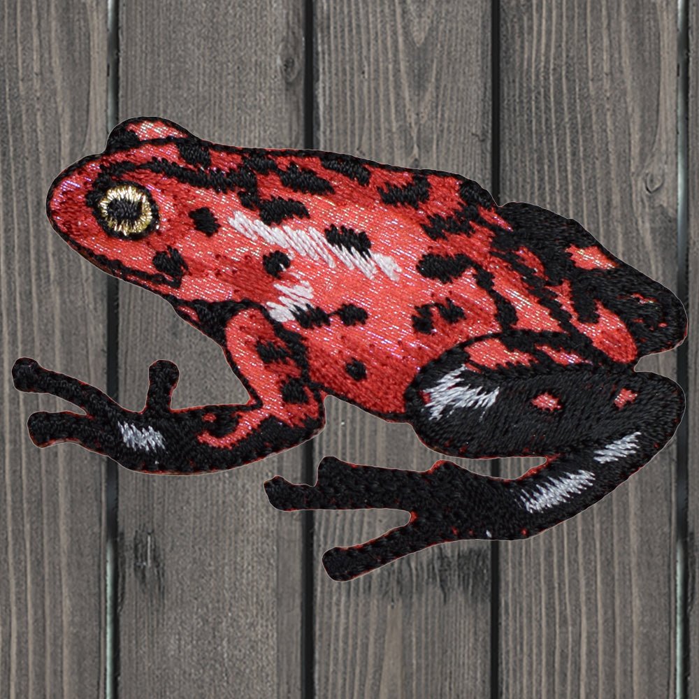 embroidered iron on sew on patch red black frog