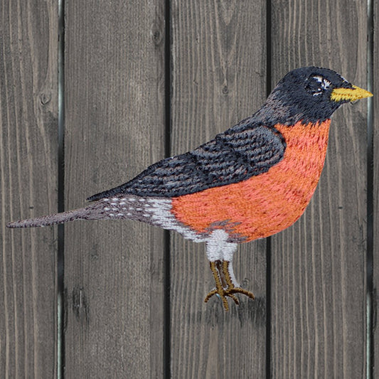 embroidered iron on sew on patch red breast bird