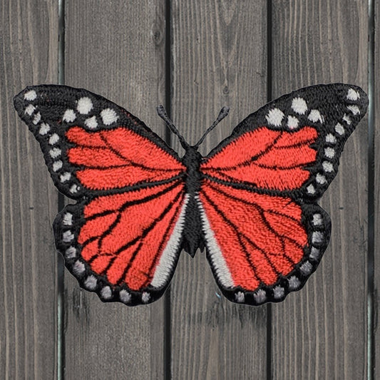 embroidered iron on sew on patch red butterfly