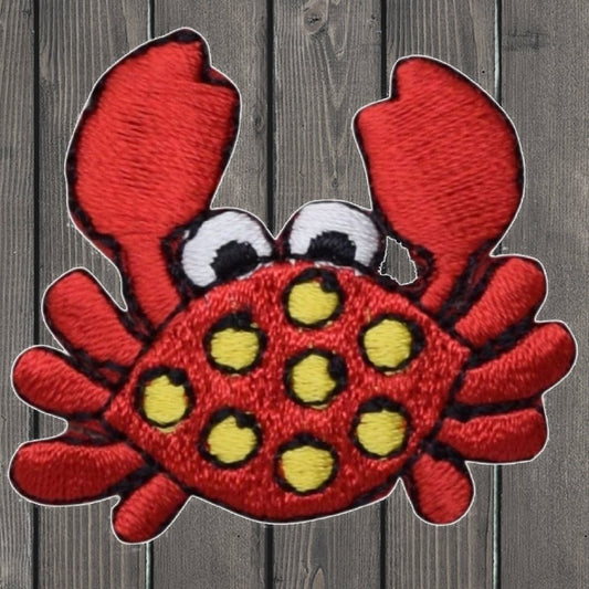 embroidered iron on sew on patch red crab