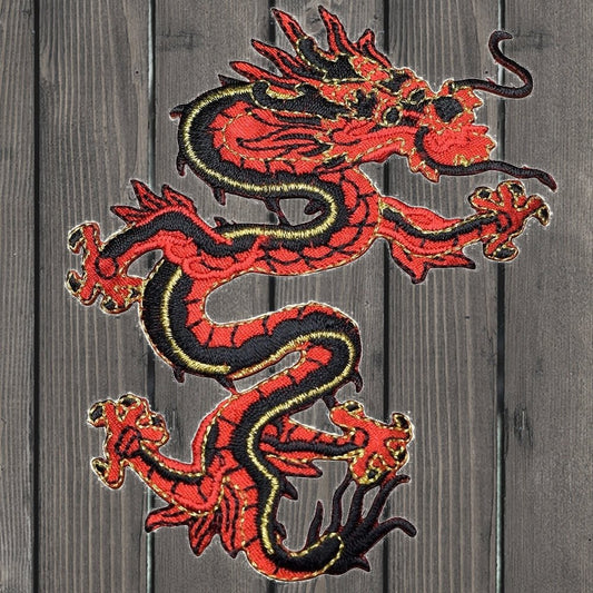 embroidered iron on sew on patch red dragon right