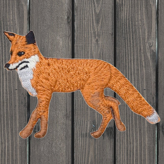 embroidered iron on sew on patch red fox walking left
