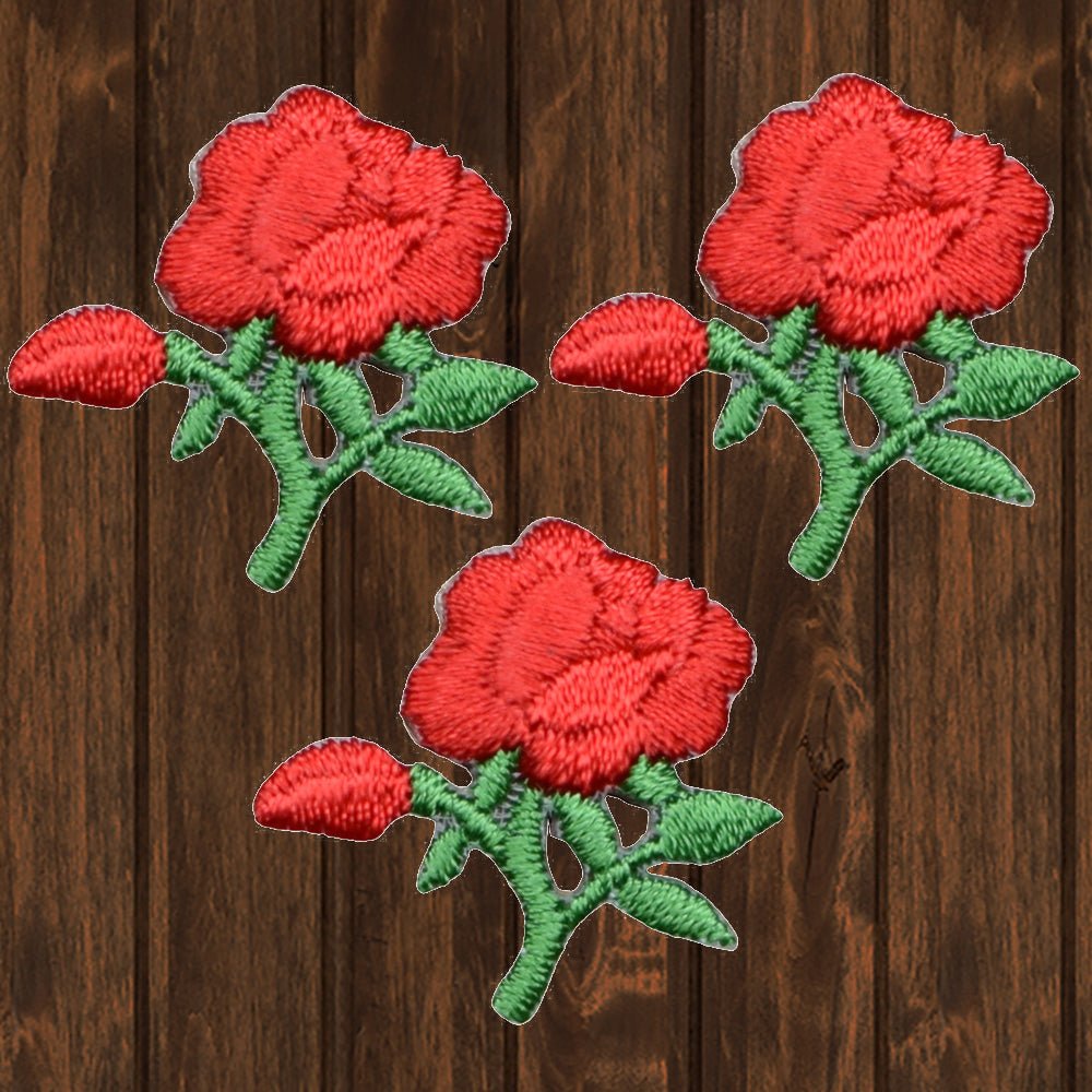Rses Patch Mini Red Roses Embroidered Patch — 3-Pack — Iron On | Paddy's Patches