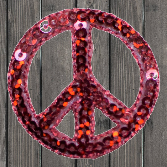 embroidered iron on sew on patch red sequin peace sign