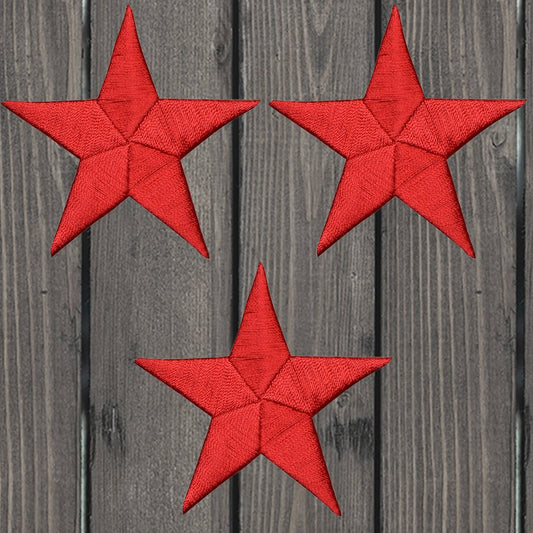 embroidered iron on sew on patch red stars 3 pack