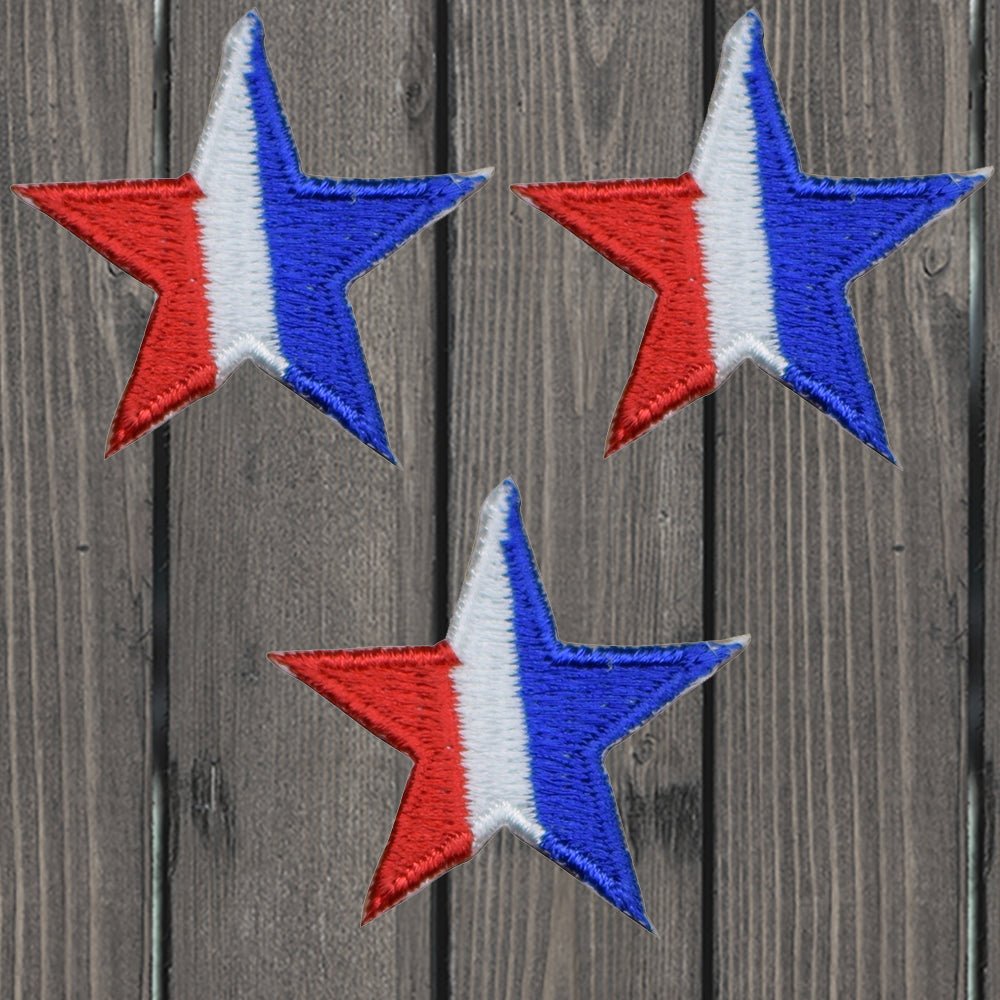 embroidered iron on sew on patch red white blue stars
