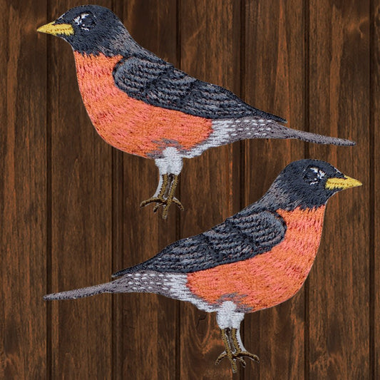 embroidered iron on sew on patch robin set