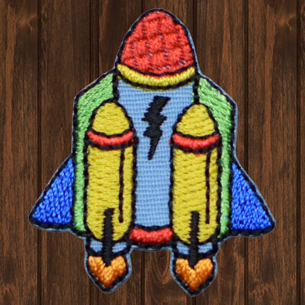 embroidered iron on sew on patch rocket space ship shuttle