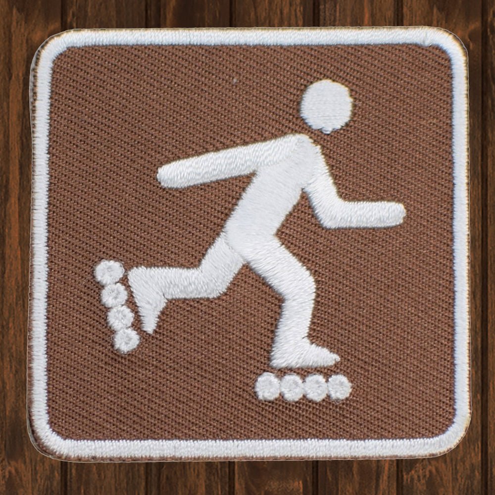 embroidered iron on sew on patch roller blading