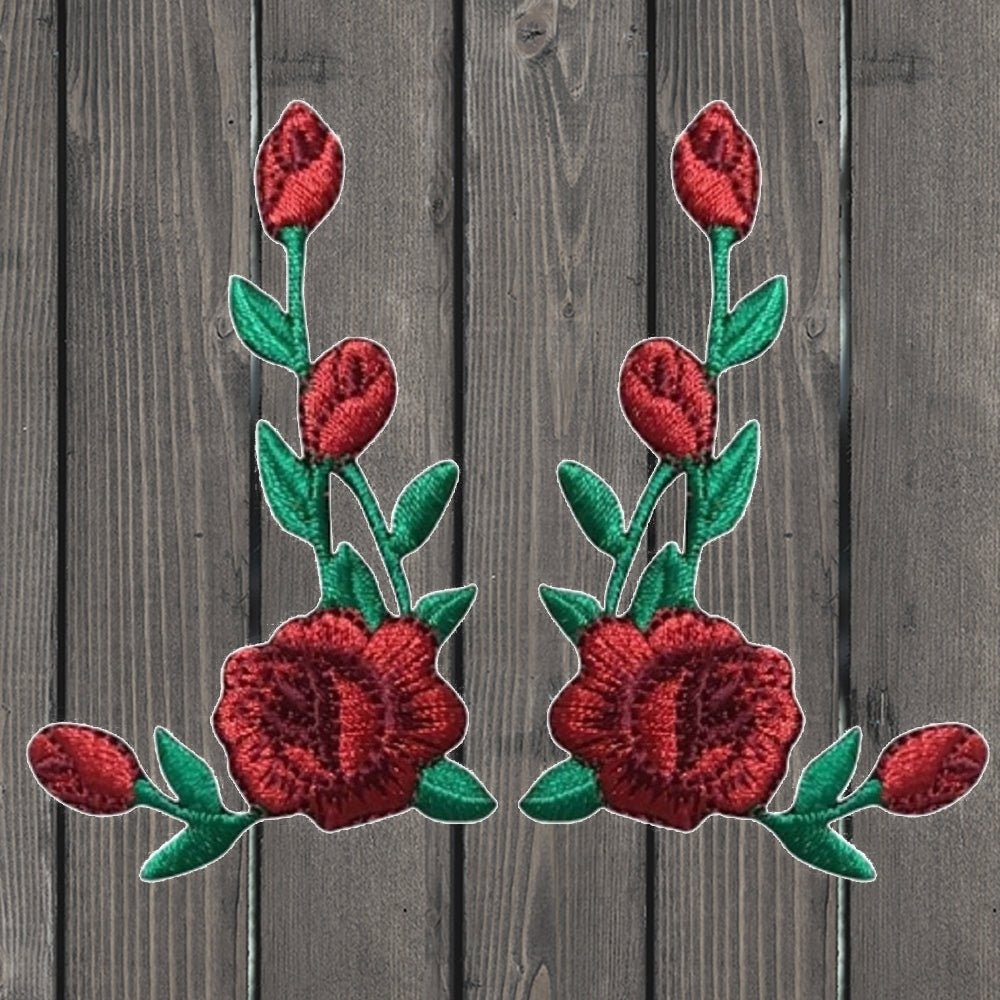embroidered iron on sew on patch rose set