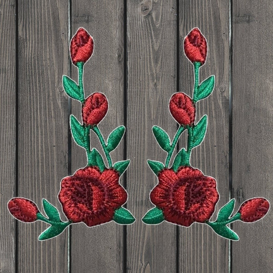 embroidered iron on sew on patch rose set