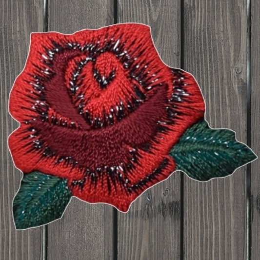 embroidered iron on sew on patch rose shimmer medium
