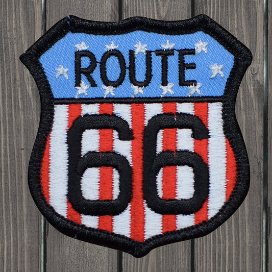 embroidered iron on sew on patch route 66 american flag