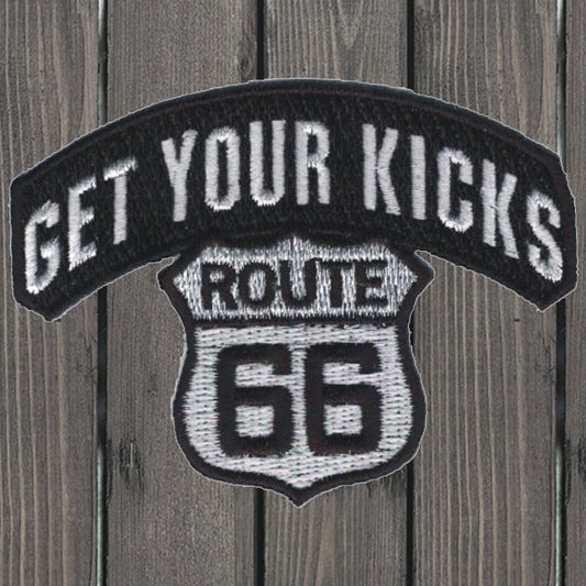 embroidered iron on sew on patch route 66 get your kicks