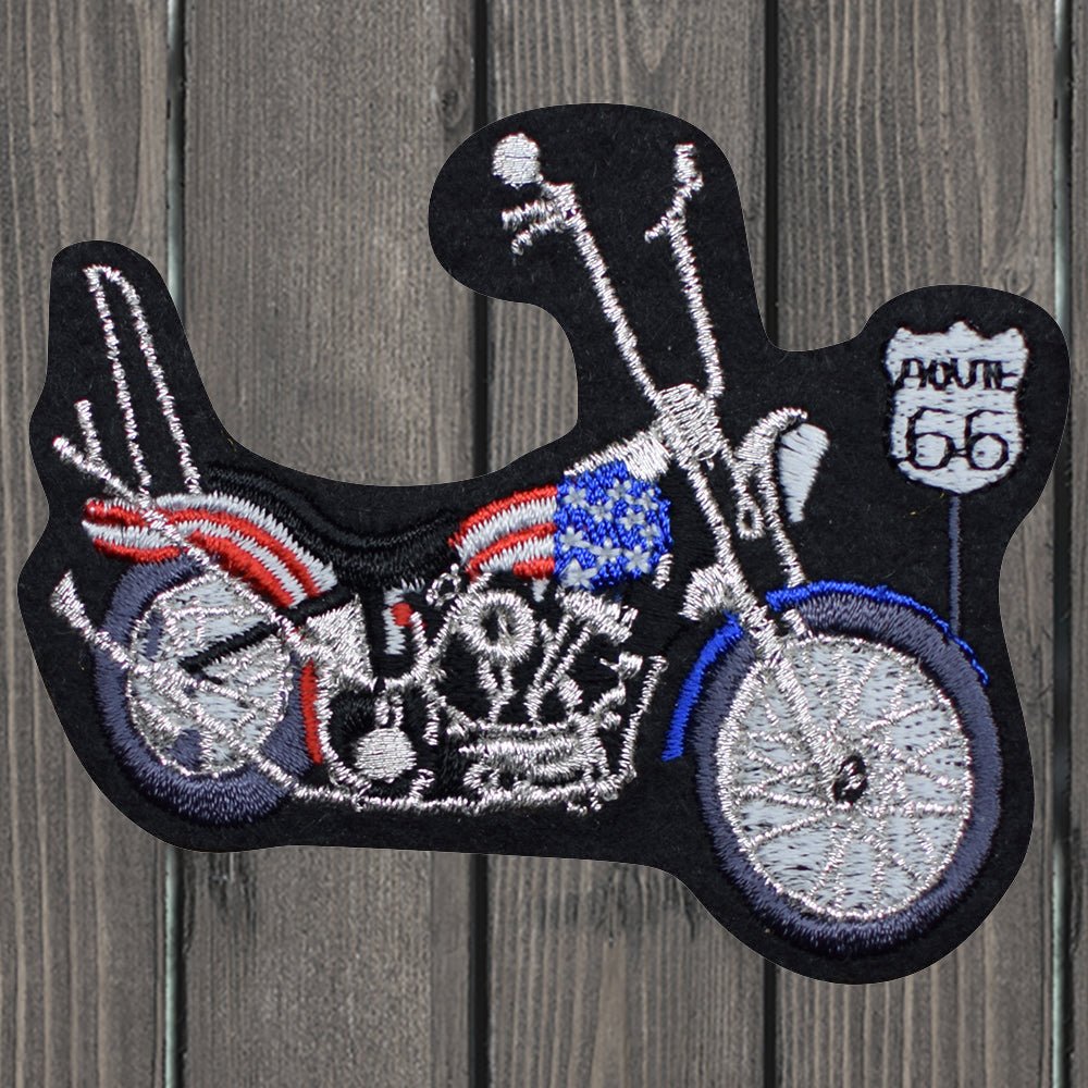 embroidered iron on sew on patch route 66 motorcycle chopper