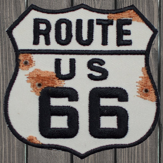 embroidered iron on sew on patch route 66 rust