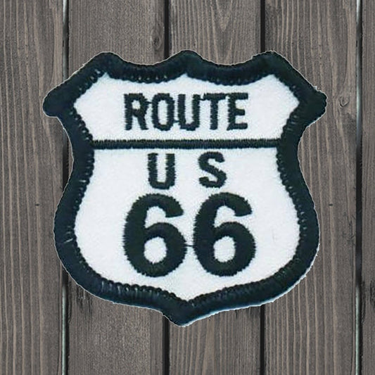 embroidered iron on sew on patch route 66 us black white
