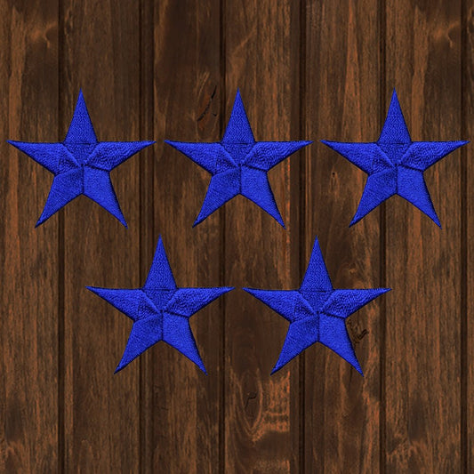 embroidered iron on sew on patch royal blue stars 5 pack