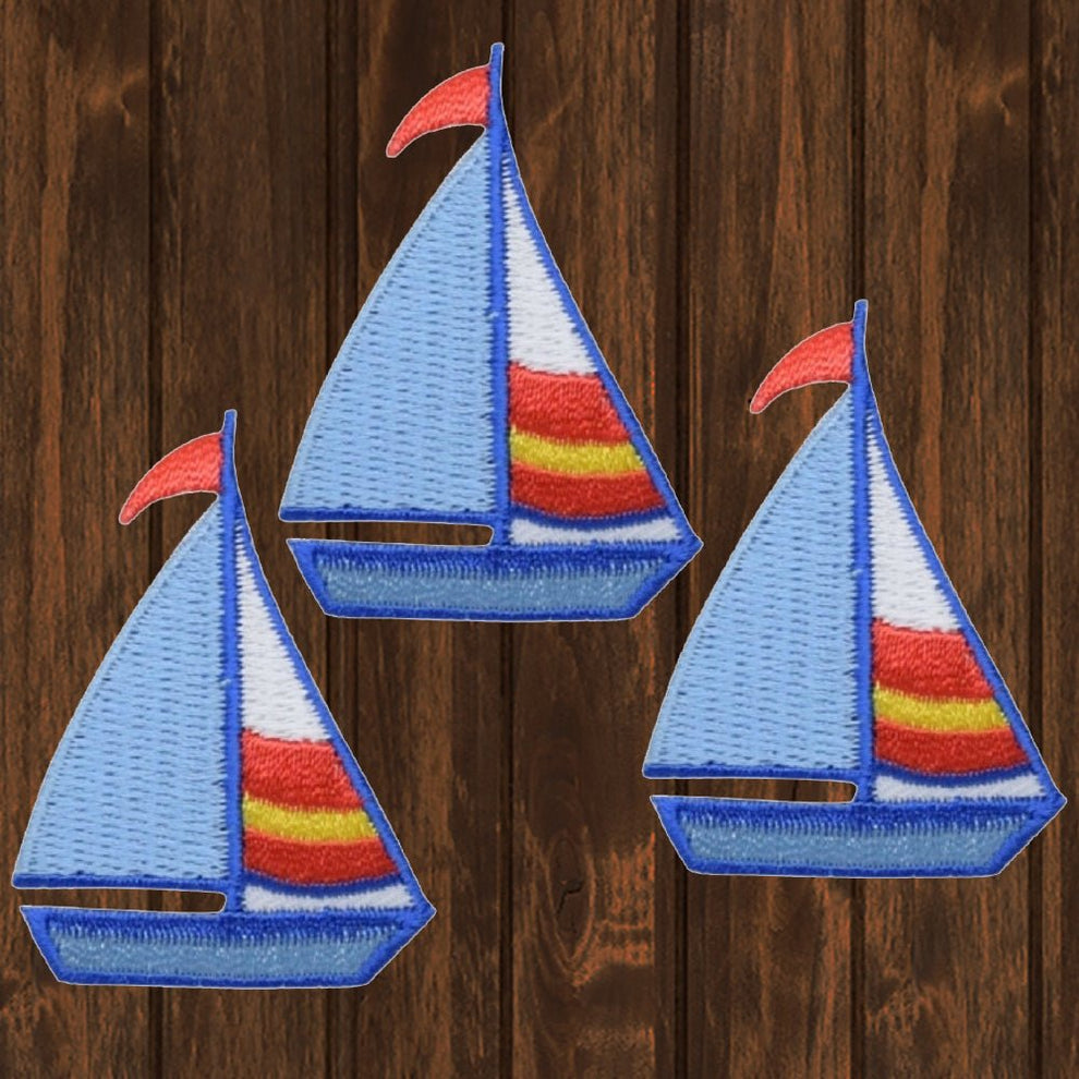 Sailboat Embroidered Patch — 3-Pack — Iron On | Paddy's Patches