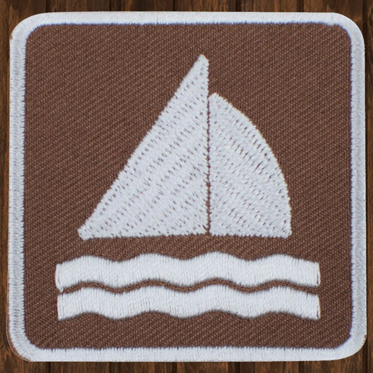 embroidered iron on sew on patch sailing sign