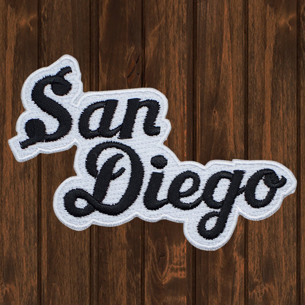 embroidered iron on sew on patch san diego black