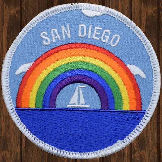 embroidered iron on sew on patch san diego rainbow