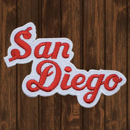embroidered iron on sew on patch san diego red